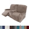 Recliner Sofa Covers 2 Seater Sofa Covers with Cup Holder, Velvet Stretch Recliner Loveseat Slipcovers with Middle Console