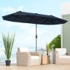 13 Feet Double-Sided Patio Twin Table Umbrella with Crank Handle