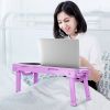 Foldable Laptop Table Bed Notebook Desk with Cooling Fan Mouse Board LED light 4 xUSB Ports Breakfast Snacking Tray