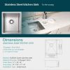 Undermount Kitchen Sink;  16 Gauge Stainless Steel Wet Bar or Prep Sinks Single Bowl