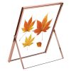 2Pcs Standing Rose Gold Metal Picture Frames 5x7IN 8x10IN Vertical Tabletop Floating Photo Frame