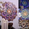 1pc Mandala Wooden Decorative Lamp Yoga Room LED Night Light Multilayered Laser Cut Carved Light Wall Decor For Home Living Room Bedroom Ornament