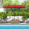 13 Feet Double-Sided Patio Twin Table Umbrella with Crank Handle