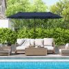 13 Feet Double-Sided Patio Twin Table Umbrella with Crank Handle